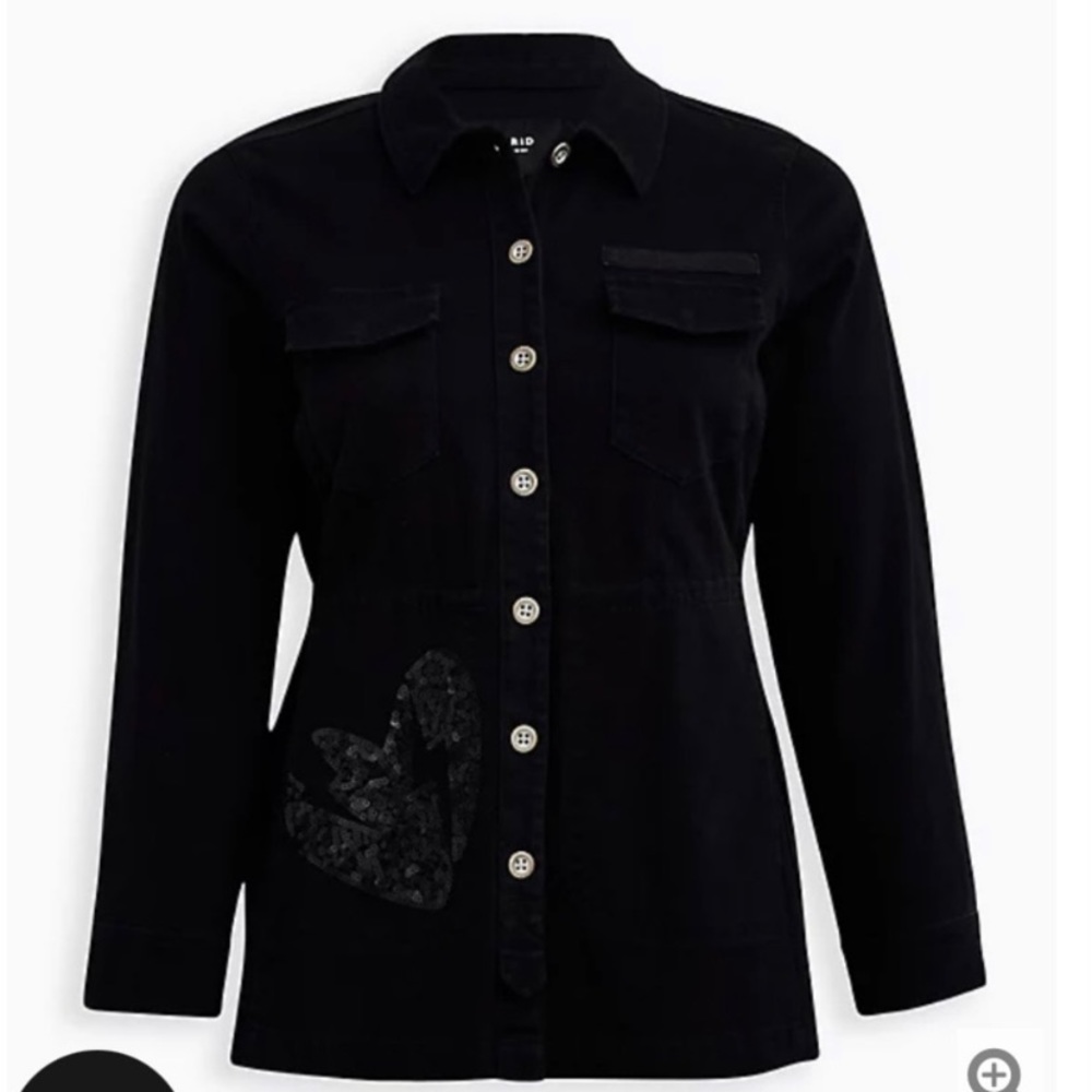 Torrid X Lovesick Black Wash Twill Anorak with Skull Sequin Detail NEW - Picture 6 of 10